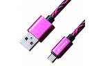 Дата кабель USB 2.0 AM to Micro 5P 1.0m Cu, 1.5A, Rose/Black Grand-X (FM05RSB)