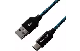 Дата кабель USB 2.0 AM to Type-C 1.0m Blue/Black Grand-X (FC06BLB) - Фото