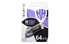 USB флеш накопичувач Hi-Rali 64GB Rocket Series Black USB 2.0 (HI-64GBVCBK) - Фото