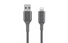 Дата кабель USB 2.0 AM to Lightning 1.2m Smart LED gray Belkin (CAA007BT04GR) - Фото