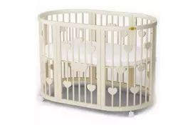 Кроватка Ingvart SMART BED OVAL с сердечками сл. кость (2341015) - Фото
