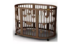 Кроватка Ingvart SMART BED OVAL с сердечками шоколад (2341361) - Фото