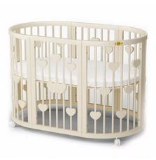 Кроватка Ingvart SMART BED ROUND с сердечками сл. кость (1341015)