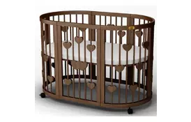 Кроватка Ingvart SMART BED ROUND с сердечками шоколад (1341361) - Фото