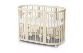 Кроватка Ingvart SMART BED ROUND со звездочками молочный (1359001) - Фото