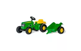 Веломобиль Rolly Toys Трактор с прицепом rollyKid John Deere зелено-желтый (012190) - Фото