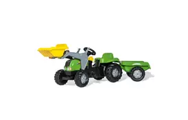 Веломобиль Rolly Toys Трактор с прицепом и ковшом rollyKid-X зелено-желтый (023134) - Фото