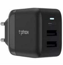 Зарядное устройство T-PHOX Classic 24W 1xTYPE-C + 2xUSB (Black) (Classic Black)