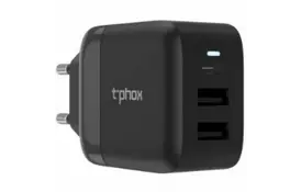 Зарядное устройство T-PHOX Classic 24W 1xTYPE-C + 2xUSB (Black) (Classic Black) - Фото