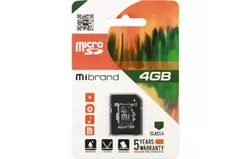 Карта памяти Mibrand 4GB microSDHC class 4 (MICDC4/4GB-A) - Фото
