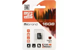 Карта памяти Mibrand 16GB microSDHC class 10 UHS-I (MICDHU1/16GB) - Фото