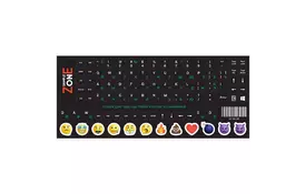 Наклейка на клавиатуру SampleZone непрозрачная чорная, бело-зеленый (SZ-BK-GS) - Фото