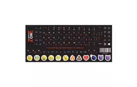 Наклейка на клавиатуру SampleZone непрозрачная чорная, бело-оранжевый (SZ-BK-RS) - Фото