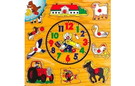 Розвиваюча іграшка Світ дерев'яних іграшок Рамка-вкладиш Годинник (Р 35) - Фото