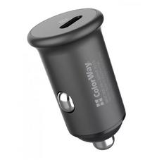 Зарядное устройство ColorWay 1USB Car ( PD USB Type-C (20W) Gray (CW-CHA028PD-GR)