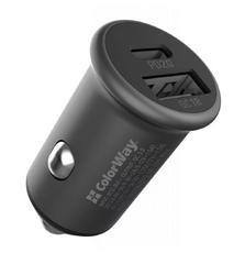 Зарядное устройство ColorWay 2USB Car (Type-C PD20W + USB QC3.0 ) (38W) Gray (CW-CHA029PD-GR)