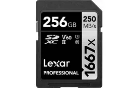 Карта памяти Lexar 256GB SDXC class 10 UHS-II U3 V60 1667x Professional (LSD256CB1667) - Фото
