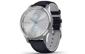Смарт-часы Garmin vivomove Luxe, S/E EU, Silver, Navy, Leather (010-02241-20) - Фото