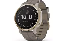 Смарт-часы Garmin fenix 6S Pro Solar, Light Gold with Shale Gray Suede Band, G (010-02409-26) - Фото