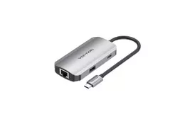 Док-станция  Vention  USB3.1 Type-C --> USB 3.0x3/RJ45 Gigabit/PD 100W H (TNFHB) - Фото