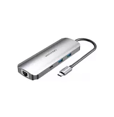 Док-станция Vention  USB3.1 Type-C --> HDMI/USB 3.0x2/RJ45/USB-C/SD/TF/ ( TOMHB)