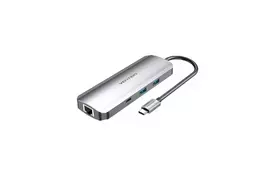 Док-станция Vention  USB3.1 Type-C --> HDMI/USB 3.0x2/RJ45/USB-C/SD/TF/ ( TOMHB) - Фото