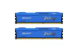 Модуль памяти для компьютера DDR3 8GB (2x4GB) 1600 MHz Fury Beast Blue Kingston Fury (ex.HyperX) (KF316C10BK2/8) - Фото