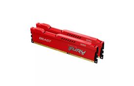 Модуль памяти для компьютера DDR3 8GB (2x4GB) 1600 MHz Fury Beast Red Kingston Fury (ex.HyperX) (KF316C10BRK2/8) - Фото