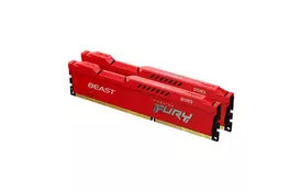 Модуль пам'яті для комп'ютера DDR3 16GB (2x8GB) 1866 MHz Fury Beast Red Kingston Fury (ex.HyperX) (KF318C10BRK2/16) - Фото