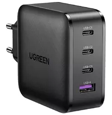 Зарядное устройство для Ugreen CD224 65W USB + 3xType-C PD GaN Charger (Black) (70774)