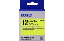 Epson Картридж с лентой LK4YBF принтеров LW-300/400/400VP/700 Fluorescent Black/Yellow 12mm/9m - Фото