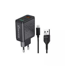 Зарядное устройство Grand-X QC3.0 18W + Lightning cable (CH-650L)