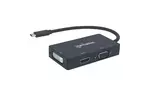 Концентратор Intracom USB3.1 Type-C to HDMI/DVI-I/VGA Black Manhattan (152983)