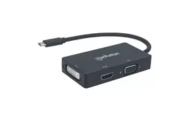 Концентратор Intracom USB3.1 Type-C to HDMI/DVI-I/VGA Black Manhattan (152983) - Фото