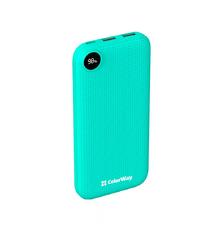 Батарея универсальная ColorWay 10 000 mAh Slim, LCD, Green (CW-PB100LPH2GR-D)