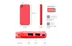 Батарея универсальная ColorWay 10 000 mAh Slim, Red (CW-PB100LPF2RD)