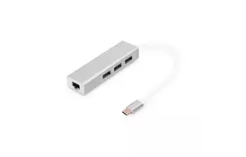 Концентратор Digitus USB-C - USB 3.0 3 Port Hub + Gigabit Ethernet (DA-70255) - Фото