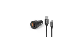 Зарядний пристрій ColorWay 2USB QC 3.0 black + cable MicroUSB 2.1A 1m (CW-CASC007) - Фото