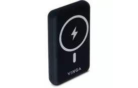 Батарея універсальна Vinga 10000 mAh Wireless Magnetic QC+PD (VPBAMS10BK) - Фото