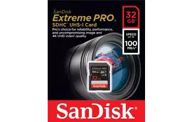 SanDisk Карта памяти SD 32GB C10 UHS-I U3 R100/W90MB/s Extreme Pro V30 - Фото