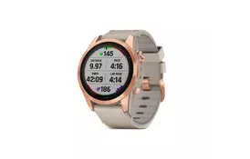 Смарт-часы Garmin fenix 7S, Sapph Sol, Rose Gold Ti w/Limestone Leather (010-02539-35) - Фото