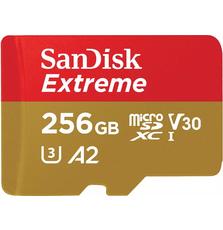 SanDisk Карта памяти microSD 256GB C10 UHS-I U3 R190/W130MB/s Extreme V30+SD