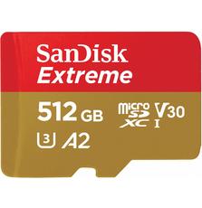 SanDisk Карта памяти microSD 512GB C10 UHS-I U3 R190/W130MB/s Extreme V30+SD