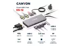 Порт-репликатор Canyon DS-12, 13 in 1 USB-C hub, 2*HDMI, Gigabit Ethernet, VGA, 3*USB3.0, PD/100W, 3.5mm audio jack (CNS-TDS12)
