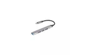 Концентратор Gembird USB-C 4 ports (1xUSB3.1+3xUSB2.0) metal silver (UHB-CM-U3P1U2P3-02) - Фото
