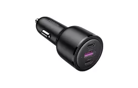 Зарядное устройство Ugreen 2xUSB-C PD+USB-A QC 69W Fast Car Charger Black (CD239) (20467) - Фото
