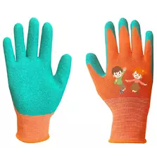 Neo Tools Перчатки рабочие детские, латексное покрытие, полиэстер, дышащая верхняя часть, рисунок, р.4, оранжевый