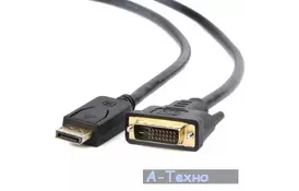 Кабель мультимедийный Display Port to DVI 24+1pin, 1.0m Cablexpert (CC-DPM-DVIM-1M) - Фото