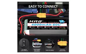 Аккумулятор для дрона HRB_ Lipo 6s 22.2V 4000mAh 60C Battery XT60 Plug (HR-4000MAH-6S-60C-XT60) - Фото