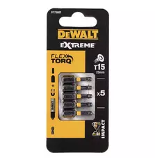 Набор бит DeWALT IMPACT TORSION, ударный, Torx, T15, L=25 мм, 5 шт (DT7380T)